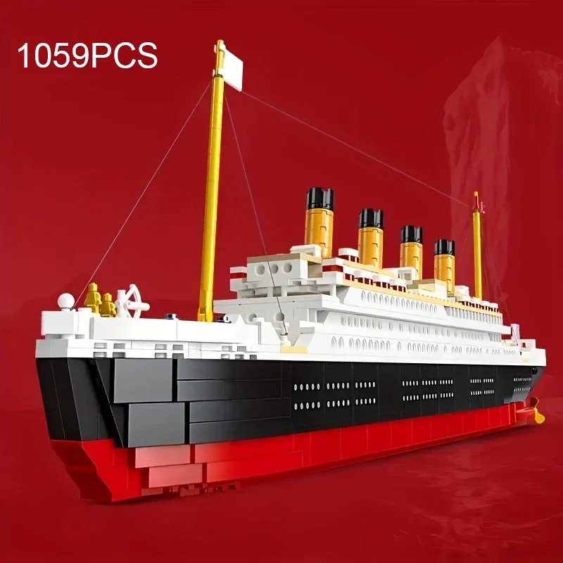 

1059PCS Titanic Ship Building Blocks Toy Classic Movie Cruise Ship Assemble Model Bricks Desktop Decoration Kids Christmas Gifts