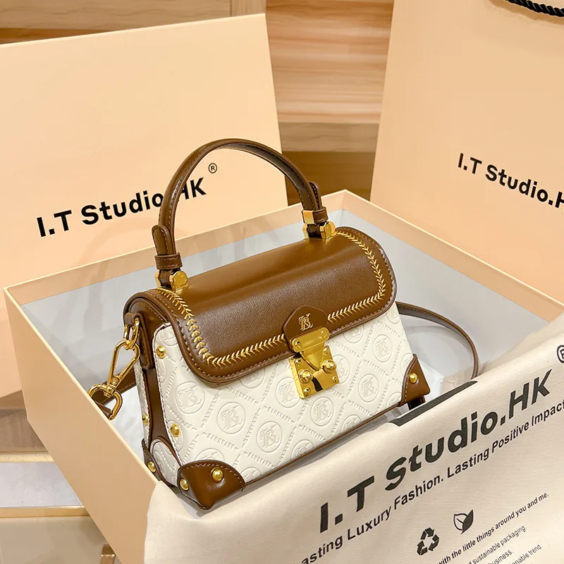 

2023 New Luxury High Quality Letter Latch Box Bag Women's Fashion Versatile Straddle Bag Single Shoulder Bag Casual Handbag