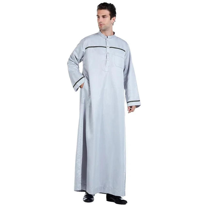 Ramadan Muslim Men Jubba Thobe Long Dress Islamic Clothes Prayer Abaya Robe Saudi Arabia Djellaba Kaftan Dubai Worship Service