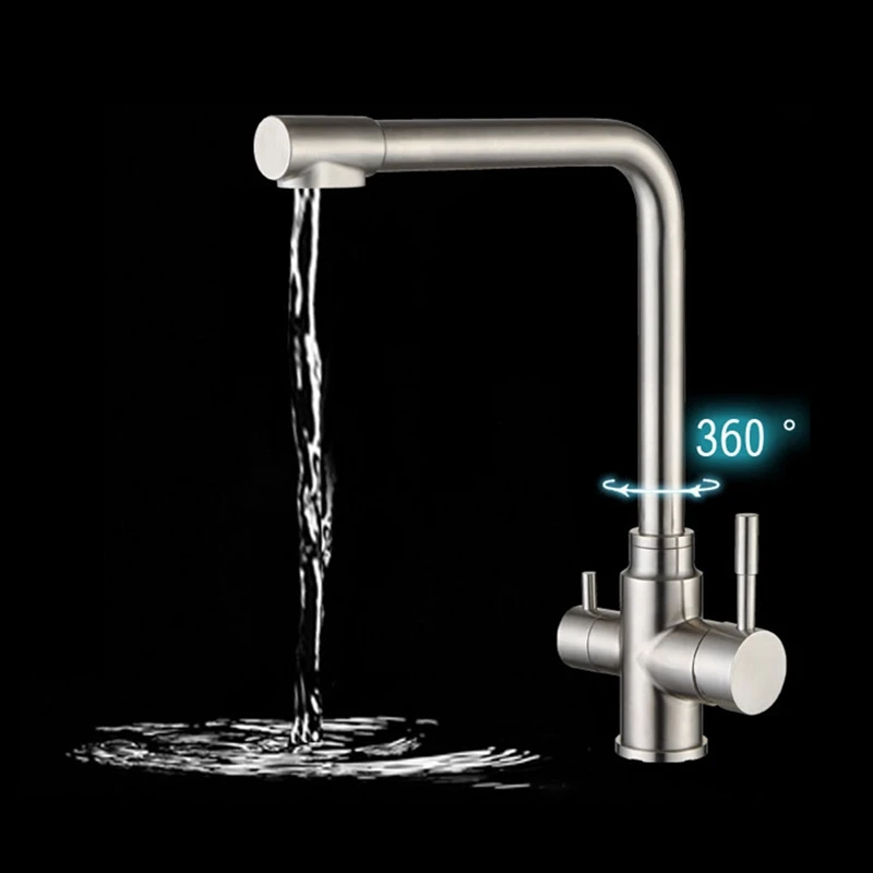 Promotion! 3 In 1 Drinking Water Tap Kitchen Mixer Taps 360°Rotatable Stainless Steel Faucet For Sink |