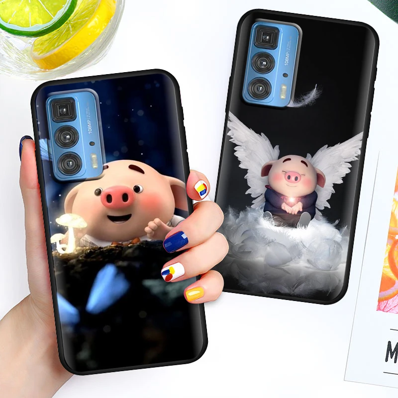 

Cute Pig Cartoon For Motorola Moto E6s 2020 Edge S Pro X3 E7i Power E20 20 Pro Lite Soft Black Phone Coque Fundas