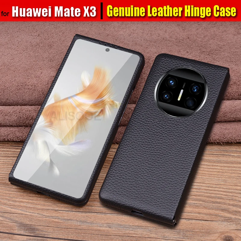 

Полноразмерный чехол из натуральной кожи для HUAWEI Mate X3, чехол с полной защитой на 360 градусов, кожаный чехол с петлями для HUAWEI Mate X3, зеркальный чехол