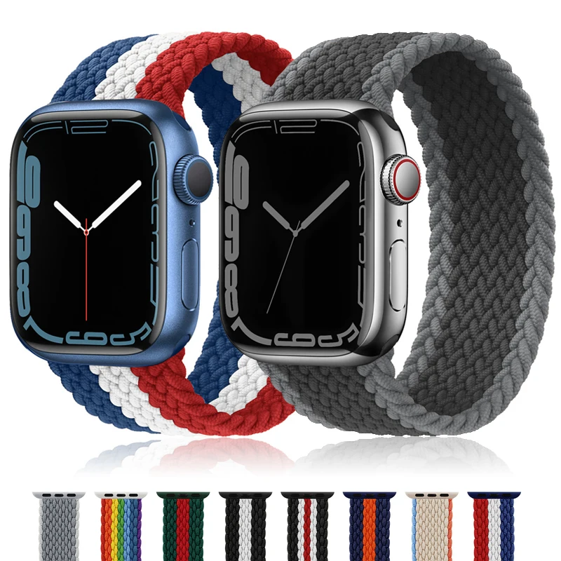 

Braided Solo Loop Nylon Strap For Apple Watch band 45mm 44mm 40mm 38mm 42mm Belt Bracelet Watchband iWatch Series 7 6 SE 5 4 3