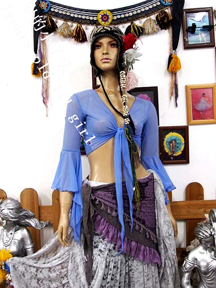 

Belly Dance Top Transparent Thin Belly Dance 7 Flare Blouse Top CE38