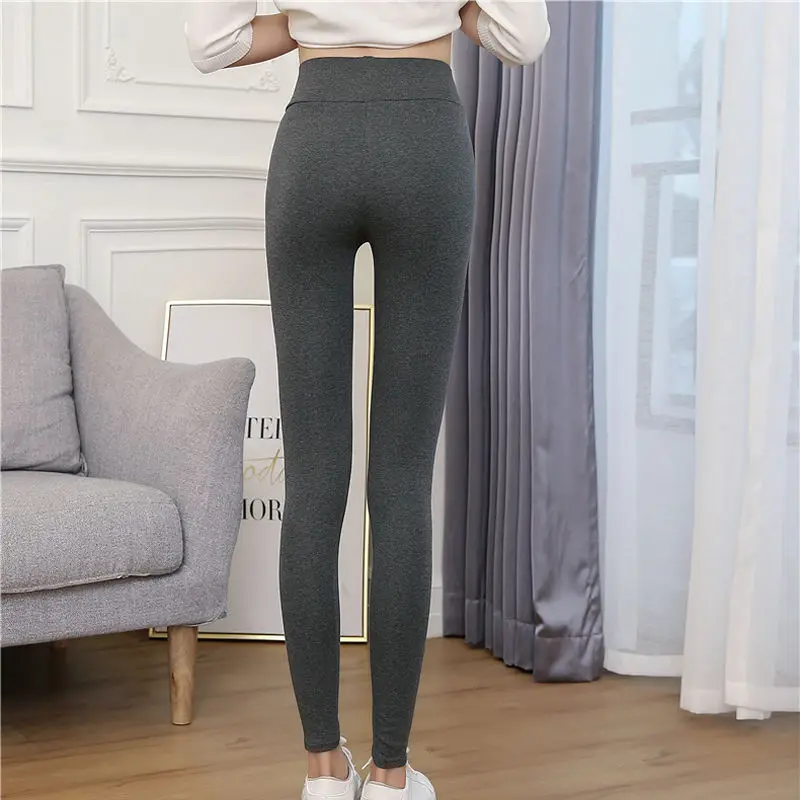 Winter High-Rise Leggings Knitted Casual Tightening Pants New Thickened Plus Plush Ladies Warm Black Pants Leggings for Women