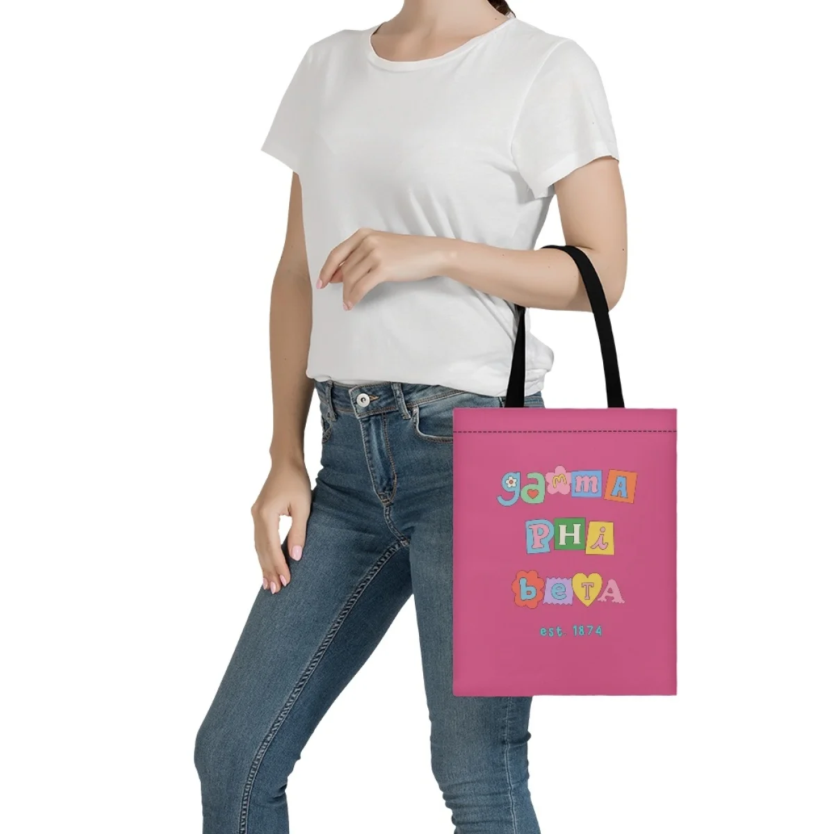 FORUDESIGNS Gamma Phi Beta Women's Handbags Foldable Shopping Bag Tote Pouch Storage Bag Organizer Shopper Bags Reusable Grocery