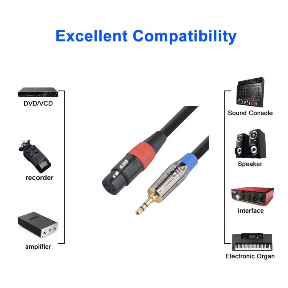 

Audio Cable Canon XLR Female To 3.5 Jack Male Aux Connector Gold Plated durable cable For Instrument Guitar Mixer Amplifier