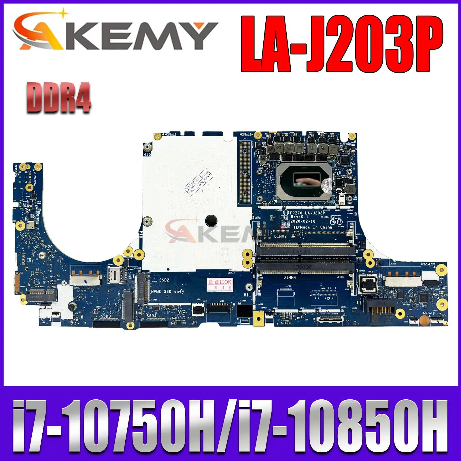 

FPZ50 LA-J203P For HP Zbook Fury 17 G7 Laptop Motherboard With Intel CoRe i7-10750H/i7-10850H CPU DDR4 M20101-601 M20102-601