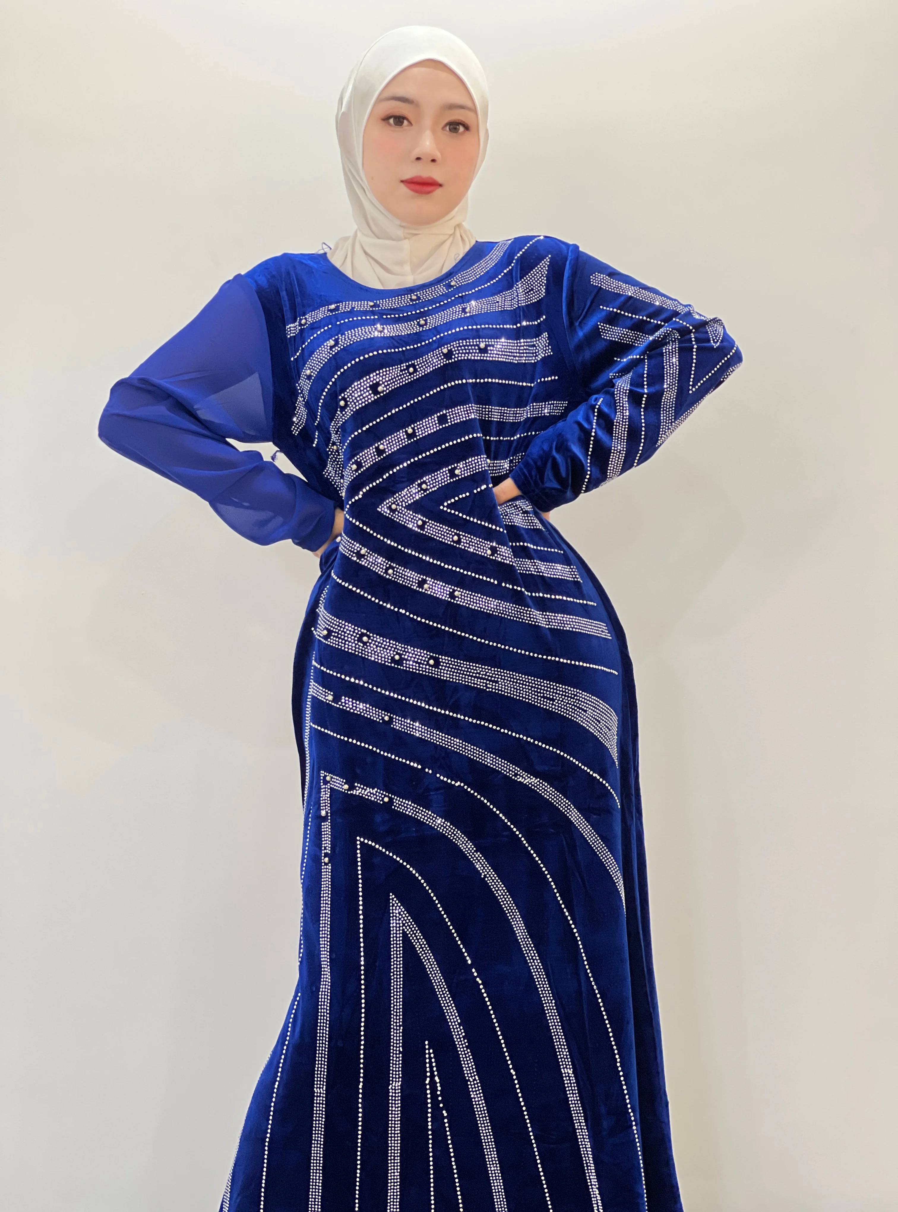 арабское платье абая женская Дубай Мусульманский халат осень-зима полосатый