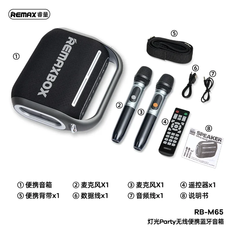 Фото Портативная беспроводная колонка REMAX RB-M65 Party Light с двумя микрофонами №2