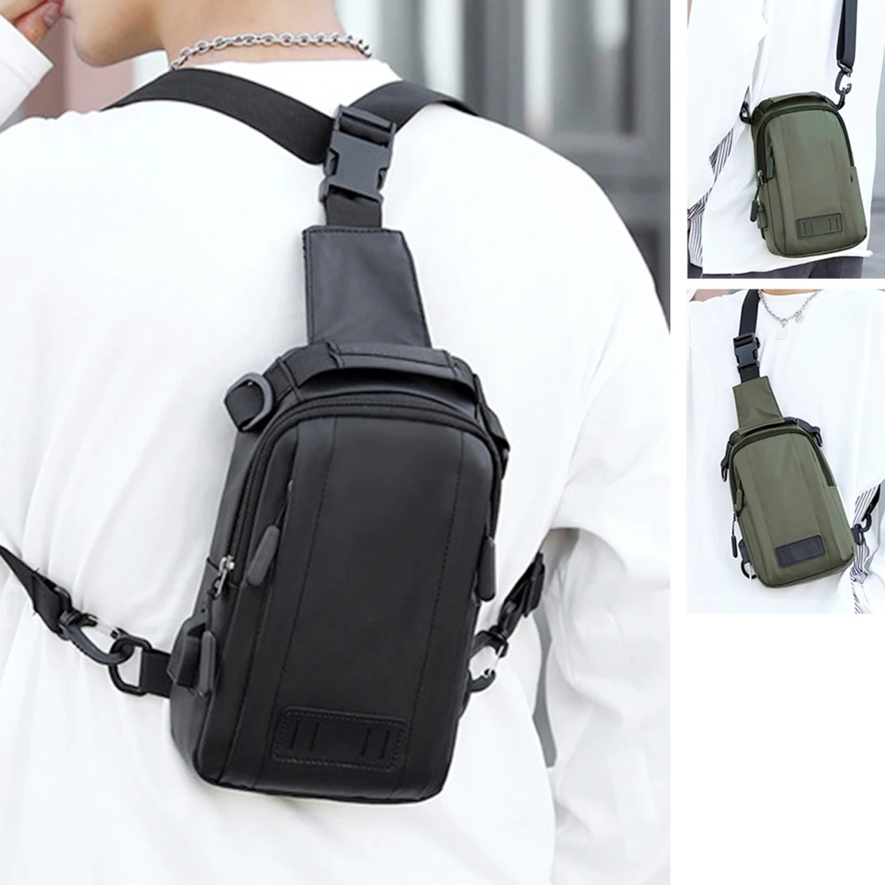  Nylon Men Backpack Rucksack Knapsack USB Charging Port Male Military Sling Messenger Crossbody Chest Pack Bag Daypack 
