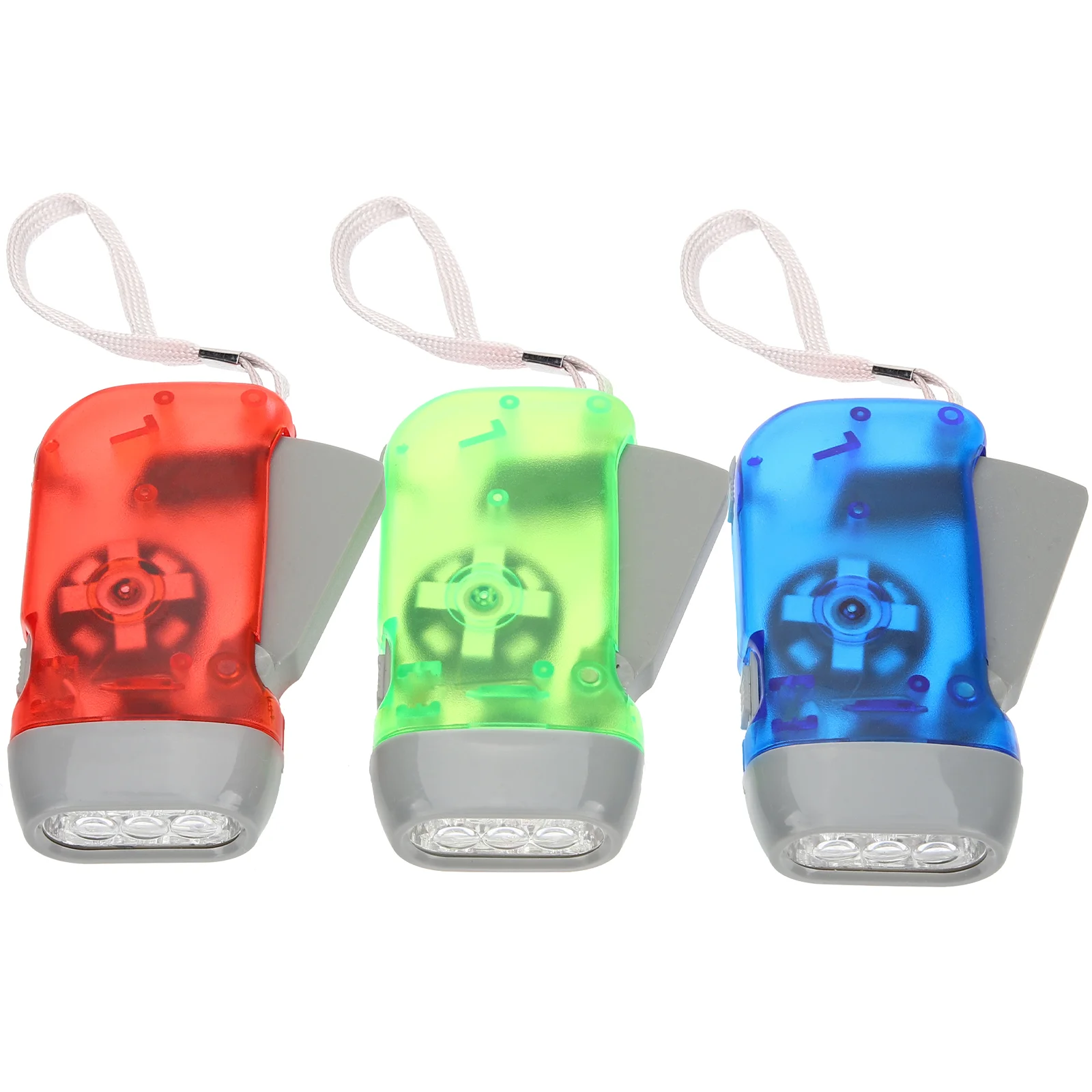 

3 Pcs Hand Crank Flashlight Camping Flashlights Emergency Torch Small Rechargeable Plastic LED