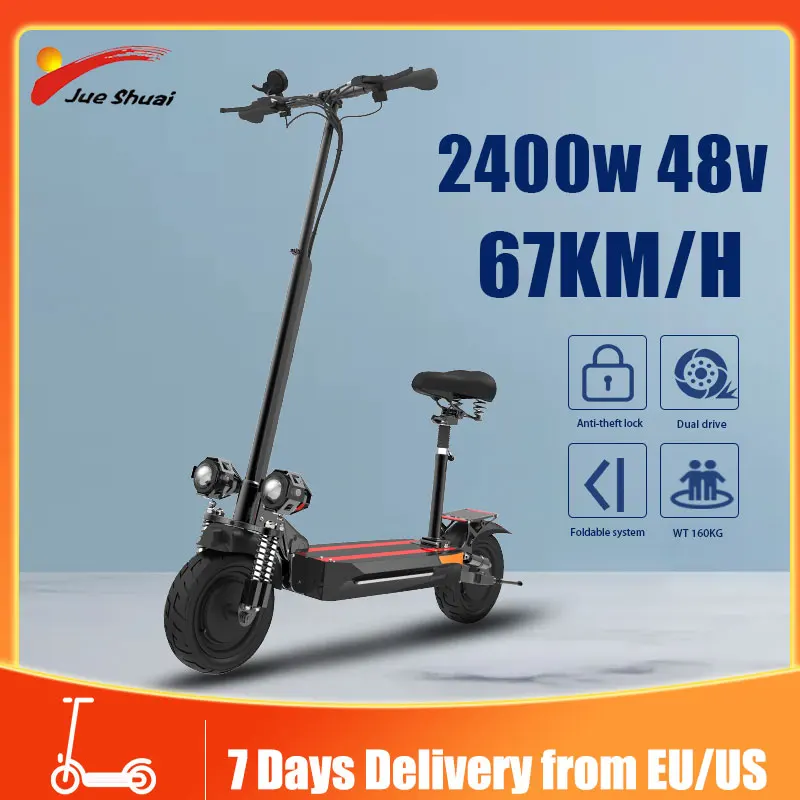 

Movable Seat Electric Scooter 2400W48V Dual Motor E Scooter for Adult 67KM/H Max Speed Remote control System Patinete Elétrico