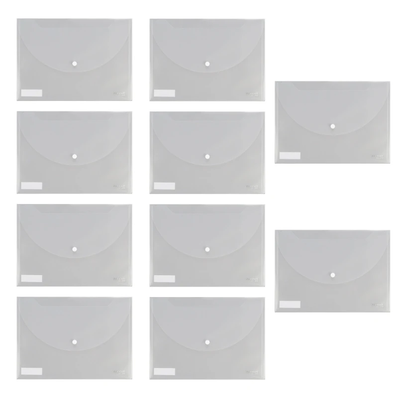 

10PCS Stationery Storage Folder Clear File Bag Button Document Bag
