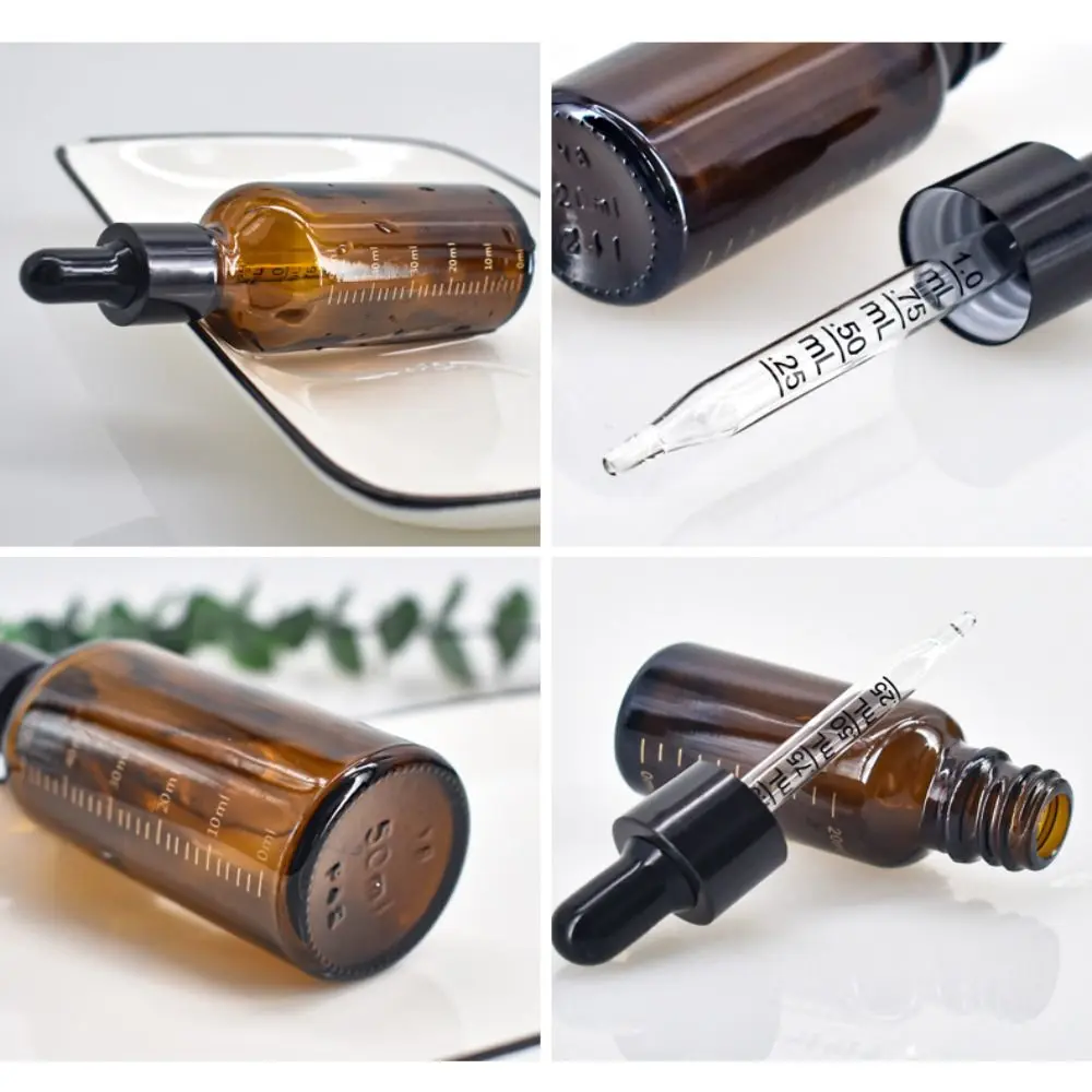 

5ml-100ml Dropper Bottles with Scale Essential Oil Bottle Amber Glass Cosmetic Containers Travel Refillable Bottles