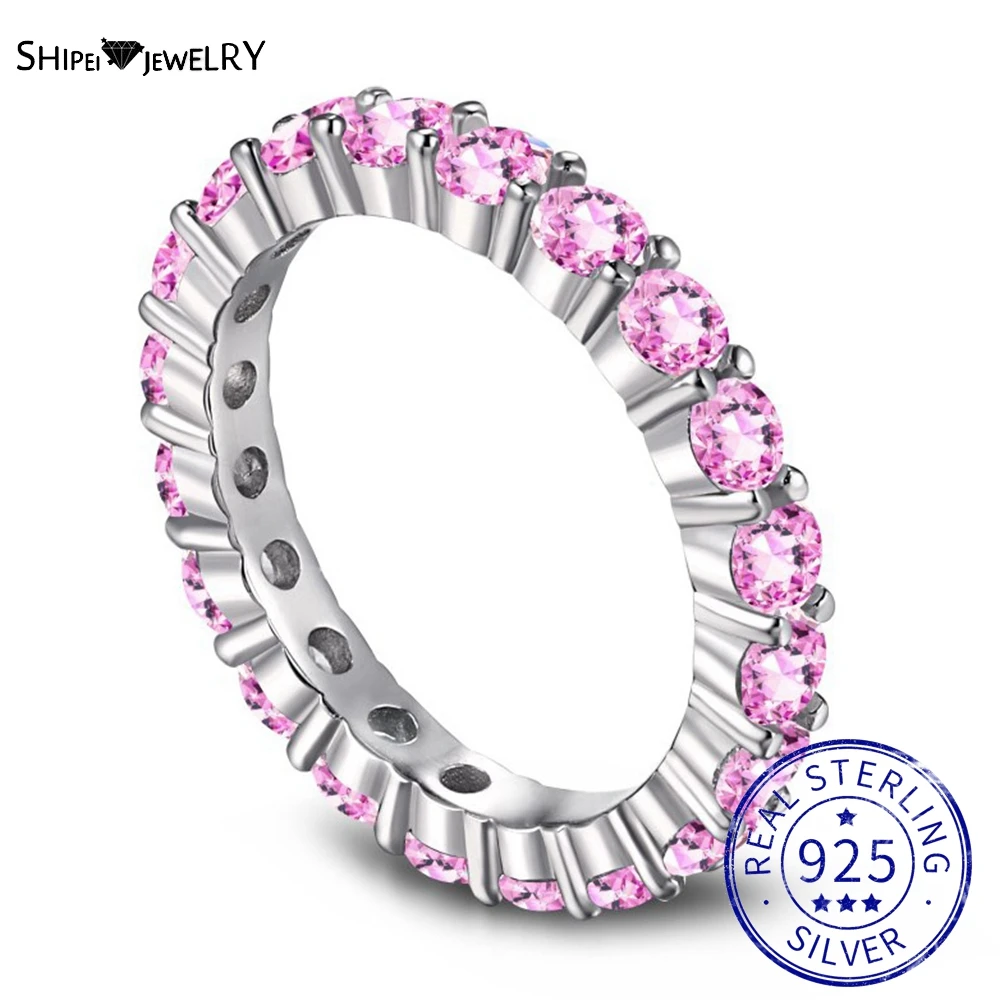 

Shipei Love Heart Cut Created Moissanite Pink Sapphire Ring Romantic 925 Sterling Silver Wedding Engagement Women Ring Wholesale