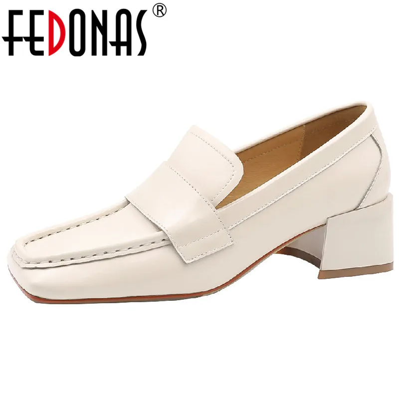 

FEDONAS 2023 Classic Women Pumps Spring Autumn Office Ladies Dress Thick Heels Square Toe Shoes Woman Fashion Concise Mature