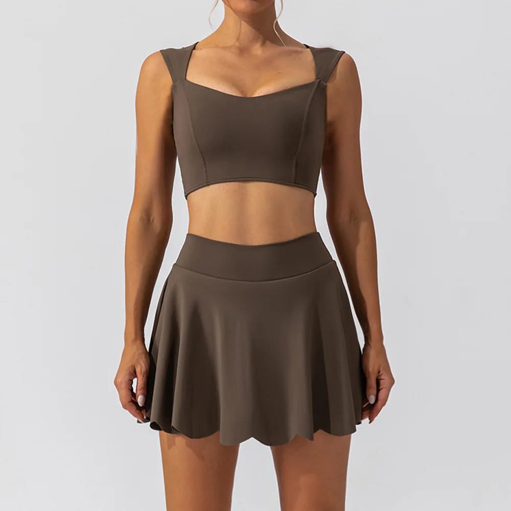 Women Gym Skirt Fitness Yoga Set Outdoor Sportswear Training Running Sport Clothes