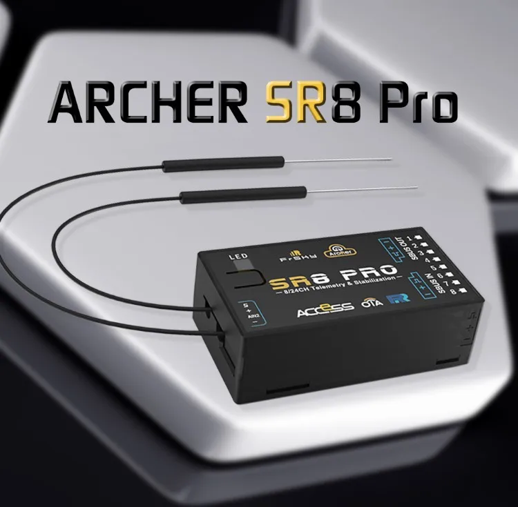 

FrSky ARCHER SR8 Pro OTA 2.4G 8/24CH ACCESS S.Port/F.Port PWM SBUS Full Range Telemetry & Stabilization Receiver for RC Drone