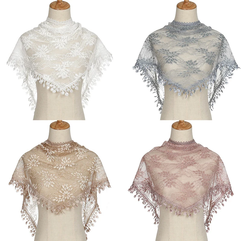 

Female Hollow Out Tassel Shawls Pure Color Simple All-match Small Fresh Flower Soft Thin Scarves 145*50cm Soft Thin Scarves