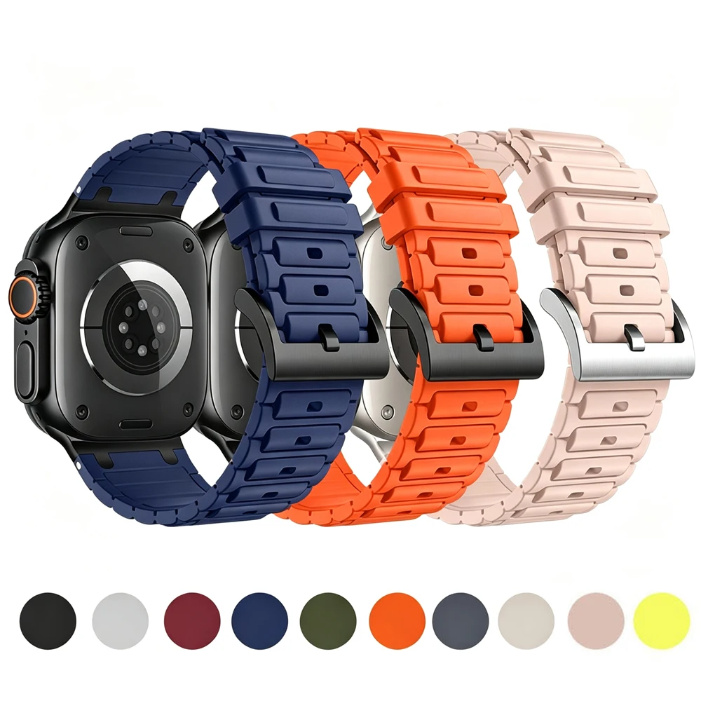 Фото Ремешки для Apple Watch 49 мм, 46 мм, 45 мм, 44 мм, 42/41/40 мм, металлические и силиконовые браслеты, ремешки для iWatch Series Ultra 2, 3/11/9/8/7/6/SE. №1