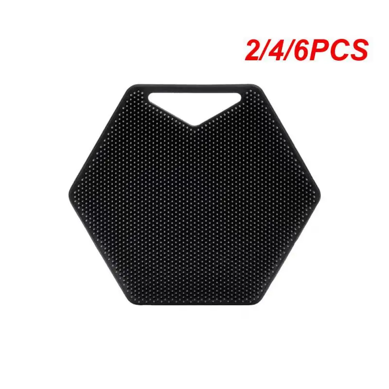 

2/4/6PCS Bath Brush Polygonal Silicone Bath Brush Portable Wall Mountable Silicone Shampoo Brush Baby Bath Brush Black