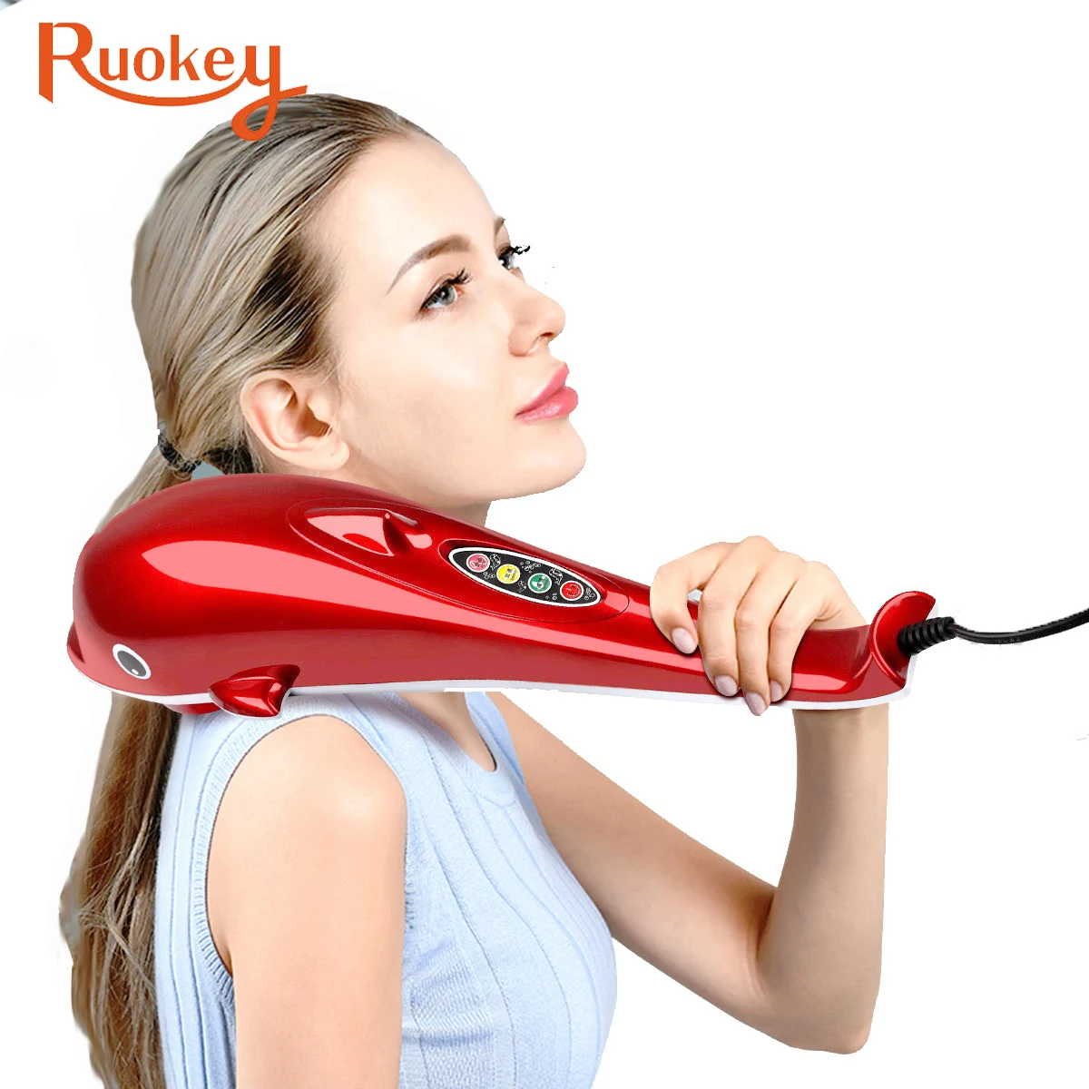 

Dolphin Massager Back Massage Hammer Vibration Infrared Stick Roller Cervical Body Massage relax