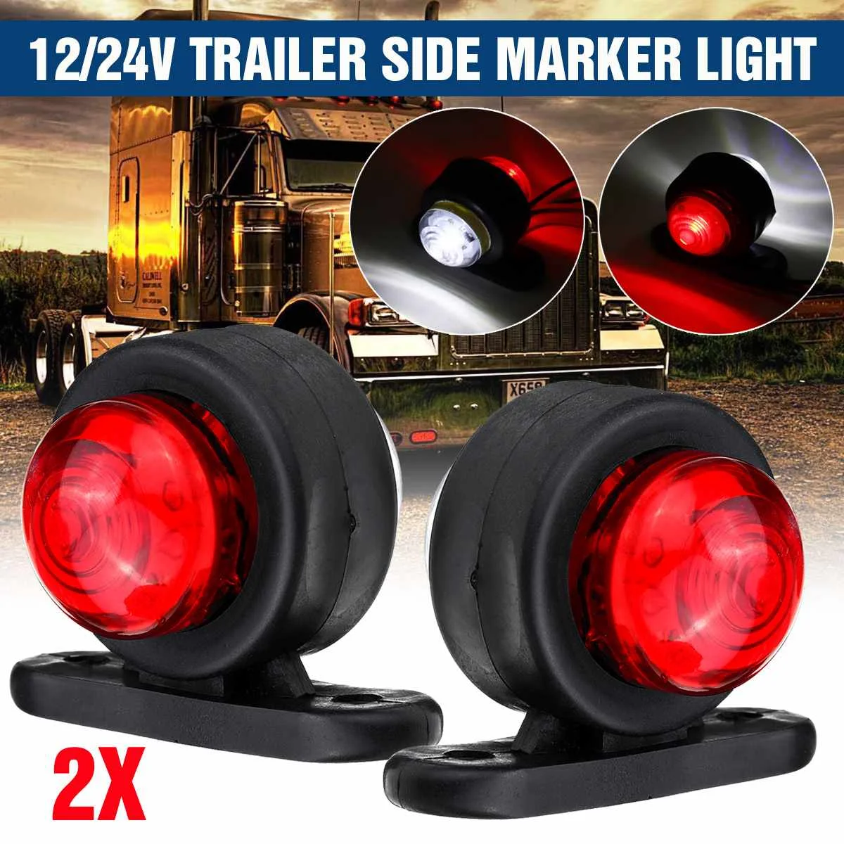 

2pcs 12V 24V Truck Lights Trailer Lamp Tail Light Side Marker Indicators Caravan Rear Light Tractor Side Lights Signal