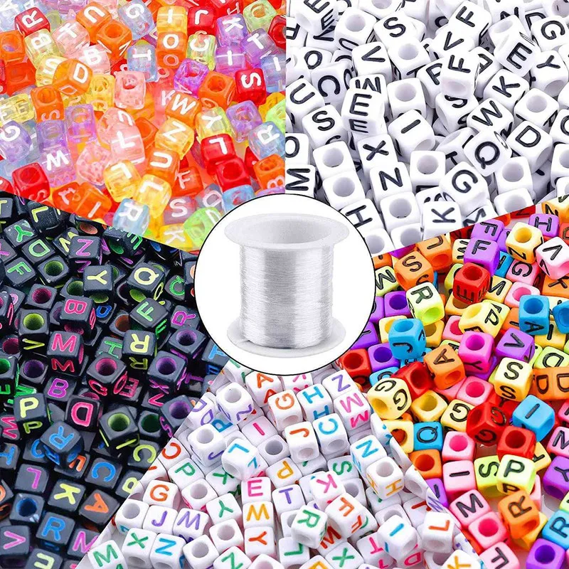

1400Pcs Letter Beads Acrylic Square Alphabet Beads String For Making Jewelry, Necklaces, Bracelets, Etc