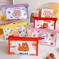 yisuremia new arrival kawaii bear pencil bag high capacity pu pencil cases stationery storage bag organizer for cosmetic student