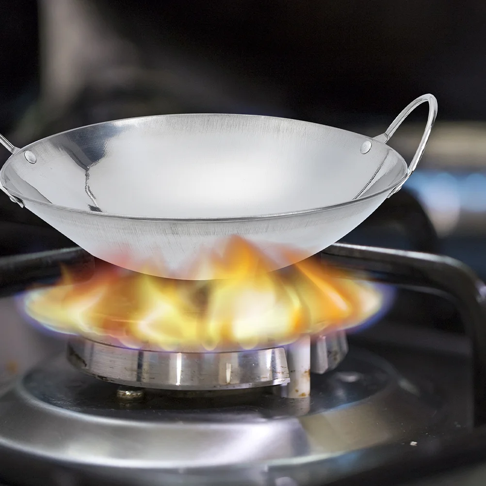 

Stainless Steel Cookware Skillet Pan Wok Chinese Traditional Cooking Pot Griddle