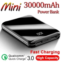 fast charge power bank portable 30000mah mini two way charger mirror design external battery for huawei lphone xiaomi