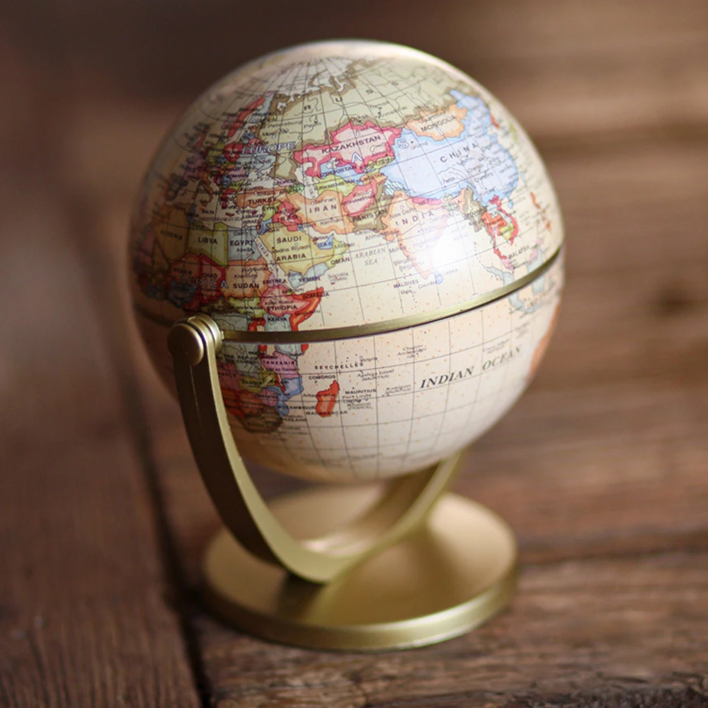 

Desktop Study Ornaments Home Decoration Crafts Popular Science Educational Tools English Version Vintage Yellow Rotatable Globe
