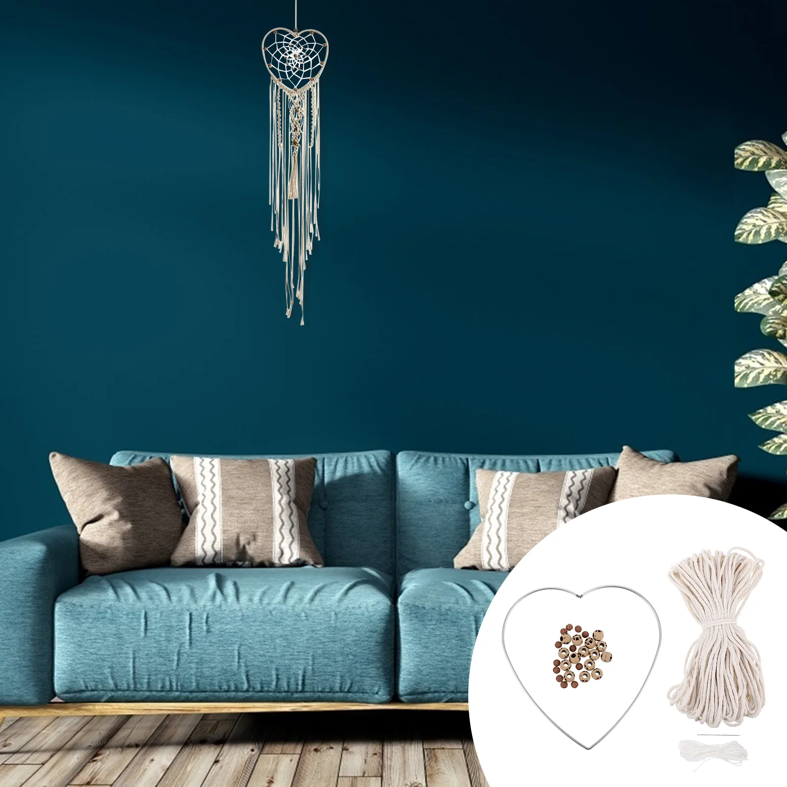 

Macrame Kit Dream Catcher Diy Dreamcatcher Cord Wall Hanging Hoop Rings Craft Heart Wreath Ropetapestry Making Beads Set Wood