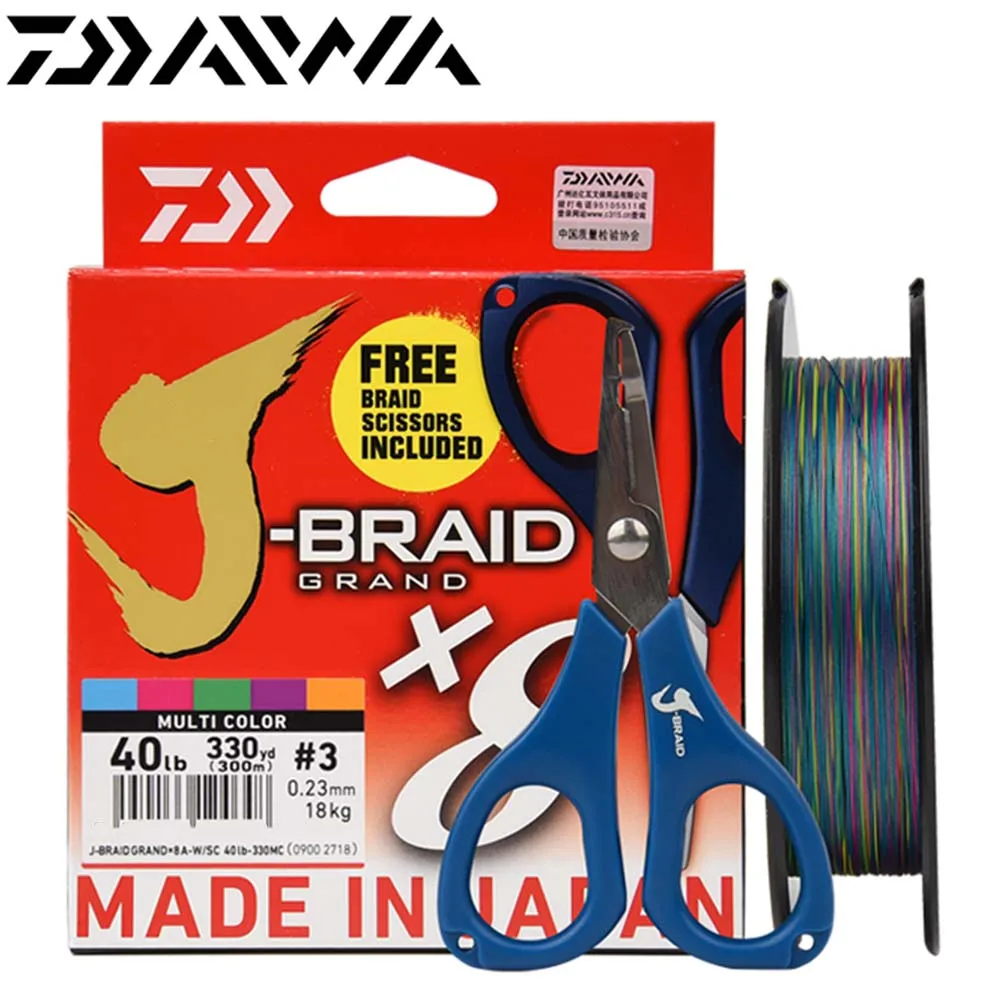

Original Free Braid Scissors 300M/330YDS DAIWA J-BRAID GRAND X8 Braided PE Line 8 stands Japan Monofilament PE Super Line