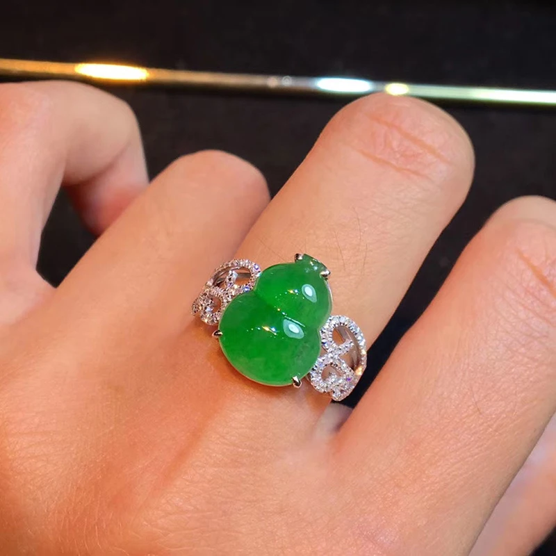 Оригинальный дизайн широкие кольца для женщин hetian chrysoprase diamond gourd очаровательные