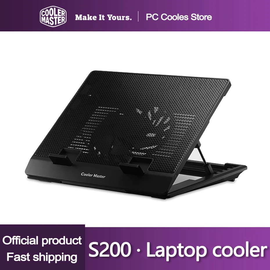 

Cooler Master S100 Ultra-Slim Non-slip Laptop Cooling Pad adjustable 160mm Silent Fan Notebook Cooler Base For Laptop 0-15''