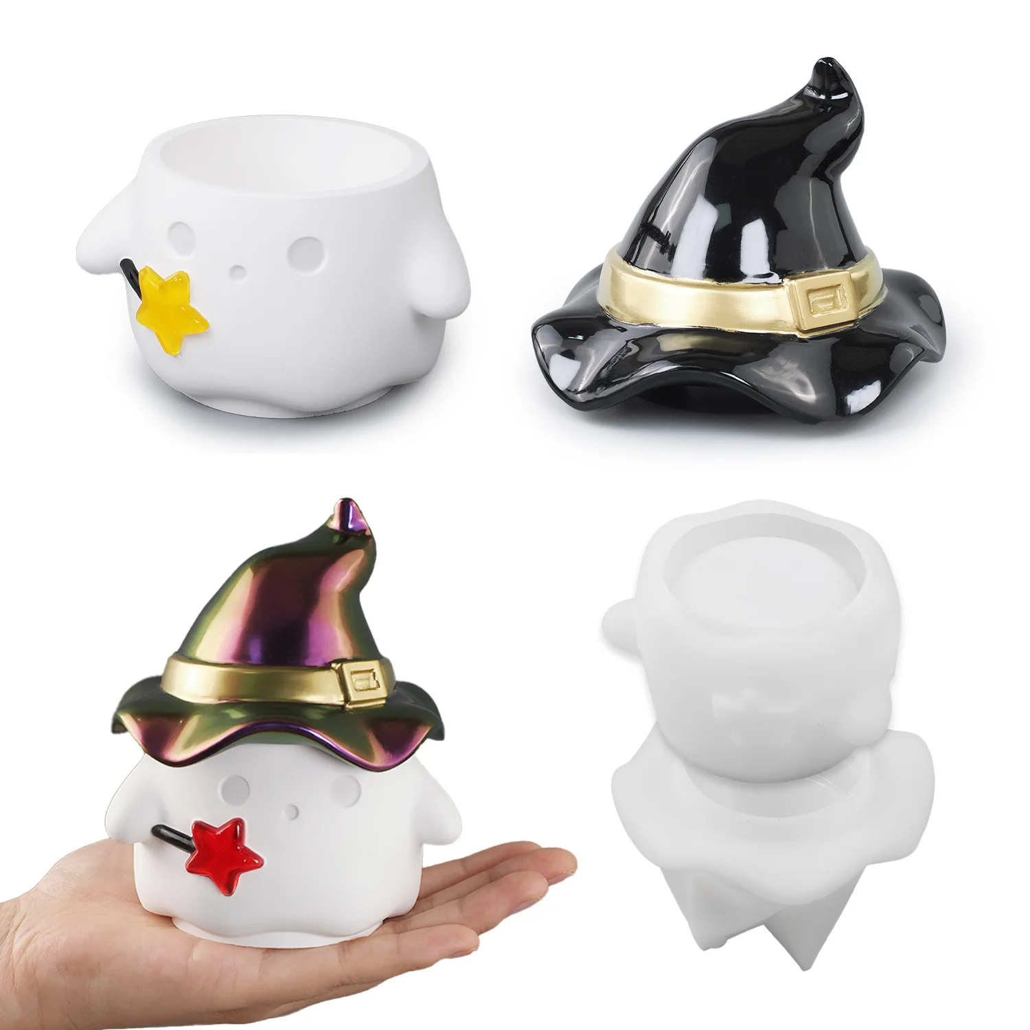 Формы для банок из смолы форма хранения крышек в виде призрака с ведьмой и шляпой