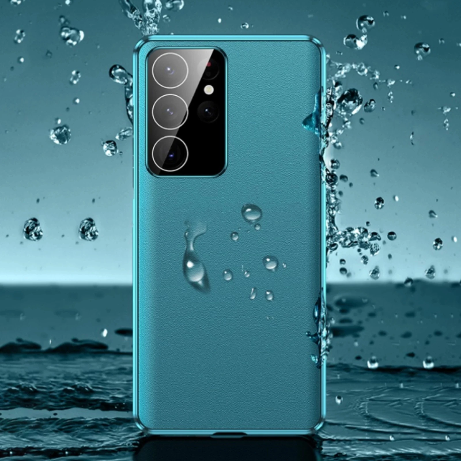 360° Magnetic Case for Samsung Galaxy S22 Plus Ultra Front Tempered Glass+Back Leather with Camera Lens Protector Metal Frame