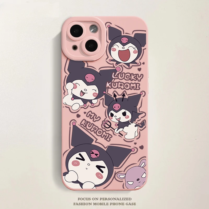 

Sanrio Kuromi Phone Case Kawaii Cartoon Silica Gel Phone Lens Protection Cover Case for IPhone 14 13 12 11 Promax XR Mini