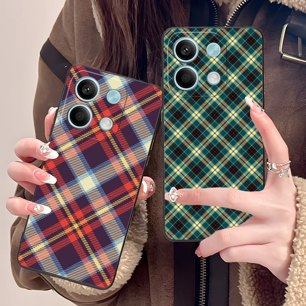 Lattice Grid Texture Mobile Cell Phone Case for Xiaomi POCO M6 M5 M4 M3 X6 X5 X4 X3 F6 F5 F4 F3 F2 C40 Pro GT 5G Black Cover