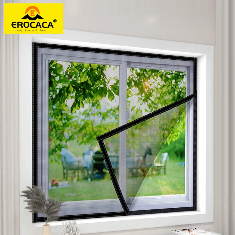 

EROCACA Black Insect Mosquito Nets for Window Screen Mesh Custom Size Tulle Invisible Fiberglass Against Mosquitoes and Flies