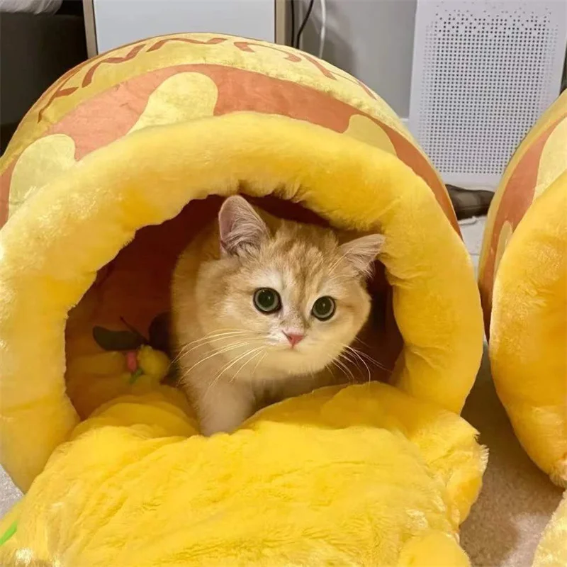 cat bed house pet accessories four seasons plush mat cats cushion basket honey jar shape pets product for small cat dog rabbit free global shipping