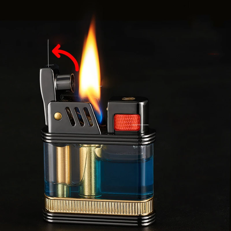 

ZORRO Retro Transparent Oil Warehouse Metal Kerosene Lighter Original Oil Gasoline Cigarette Grinding Wheel Windproof Lighter