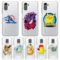 cartoon cute pokemon clear case for xiaomi redmi note 10 9 8 11 pro k40 10s 9s 9a 9c 9t 8t 7 10c silicone phone cover soft
