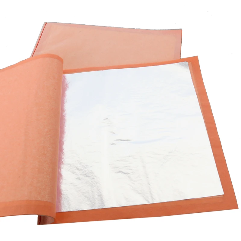 

14*14cm 25 Sheets Imitation Silver Leaf Foil Sheets Gilding Aluminum Booklet Leaf Pure Aluminum Foil For Gilding Craft Decors
