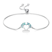 beautiful sterling silver 925 bracelet blue opal coconut palm tree bracelet for women gift