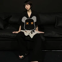 pajamas for women alphabet bear couple clothes trendy cool clothes spring summer short sleeve womens 3 piece set home suit
