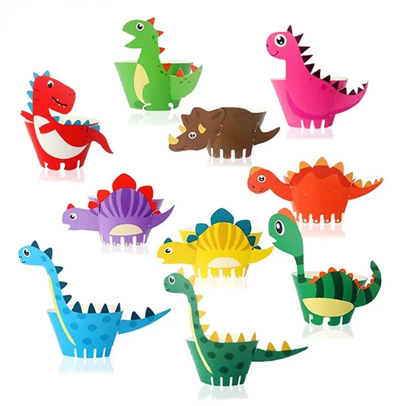 

Happy Birthday Dinosaur DIY Cupcake Wrappers Toppers Cake Decorations Baby Shower 2nd 3rd 4th 5th Birthday Dino Party Supplies