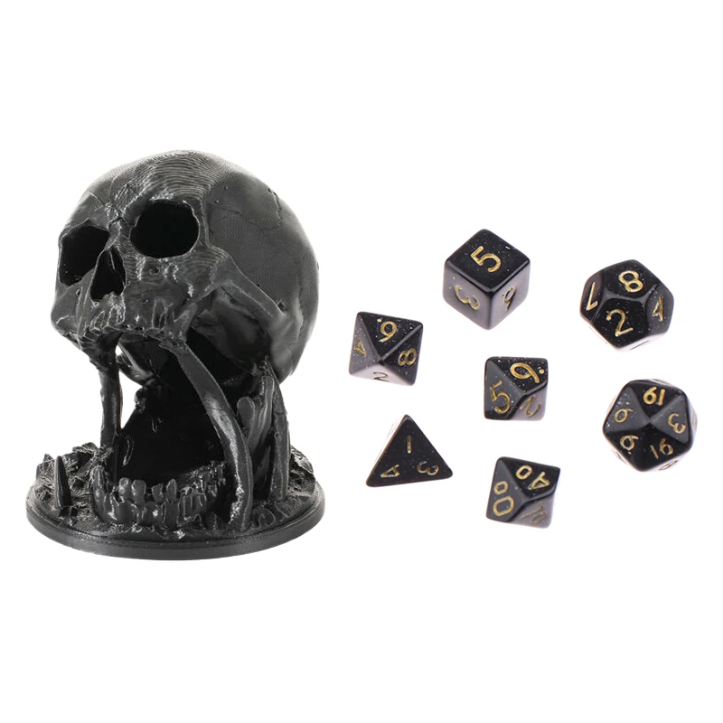 

Череп, искусственная 3D-печать, рандомная башня, набор случайных 7 шт. D20 игральных костей в комплекте, настольные ролевые игральные кости, ролевая башня